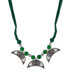 Urthn Green Fashion Jewelry Sets-Collar de cuentas chapado en rodio 1111314B - Product Image 1