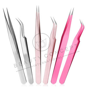 6 piezas de pinzas de extensión de pestañas internacionales de concepto de belleza pinzas de acero inoxidable pinzas de pestañas curvas rectas puntiagudas - Product Image 1