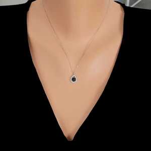 Pendentif en argent sterling 925 en forme de goutte d'eau avec pierre d'onyx blanche sertie en clos, motif de dessin animé en or rose, pendentif breloque - Product Image 1