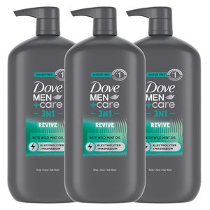 Dove Men+Care Gel de Baño y Lavado Facial con Aceite de Menta Silvestre, Revitalizante 3N1 con Micromicrohidratación Nutritiva de 24 Horas, 30 oz, Paquete de 3 - Product Image 1