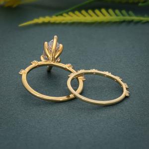 Anillo de Compromiso Solitario con Diamante Cultivado en Laboratorio con Corte Marquesa, Certificado IGI, VVS, con Conjunto de Boda de Oro de 14k, Superventas - Product Image 6