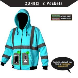 Hi Vis Sudaderas con capucha de seguridad personalizadas Chaquetas con capucha y cremallera de alta visibilidad Multi bolsillo Tira reflectante de alta visibilidad Seguridad - Product Image 5
