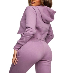 Stylish Women Crop Tracksuit Two Piece Outfit Long Sleeve Zipper <b>Jacket</b> and High Waist Pants Set for <b>Workout</b> Gym Fashion Wear - Product Image 1