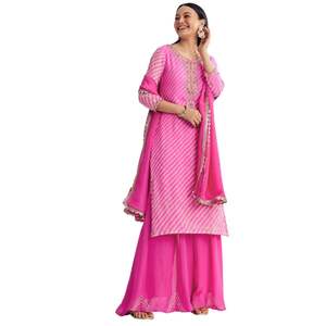 <b>Pink</b> Dola Silk Palazzo <b>Suit</b> With Zardosi Work Wholesale Women Ethnic Apparel OEM Clothing Factory Bulk Supplier Custom Fashion - Product Image 4