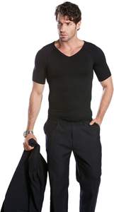 เสื้อรัดรูปคอวีแขนกุดของผู้ชายเข้ารูปและเข้ารูปสุดๆสำหรับกระชับสัดส่วน & รัดรูป - Product Image 3