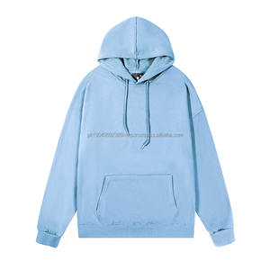 Pull à épaules tombantes, taille américaine, coton 100%, tissu sergé 260G, sweat-shirts à capuche vierges, pull à capuche grande taille pour hommes - Product Image 3