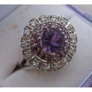 Shah Gems Women's Natural Amethyst Garnet <b>Ring</b> 925 Sterling <b>Silver</b> Rhodium Plated Everyday Wear <b>Set</b> in 925 Sterling <b>Silver</b> - Product Image 1