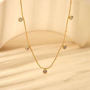 สร้อยคอจี้ทรงกลมสแตนเลสดีไซน์เนอร์ฮิปฮอปแบบใหม่สำหรับผู้หญิง เครื่องประดับกันน้ำ - Product Image 3