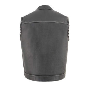 Gilet en cuir pour hommes sans manches décontractés coupe-vent de haute qualité avec col Mandarin par les styles de joueurs pour W inter Offre Spéciale - Product Image 2