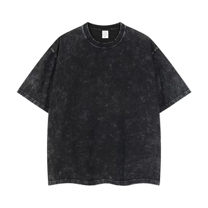 T-shirt délavé à l'acide de haute qualité OEM, streetwear uni, séchage rapide, t-shirts vintage en gros, t-shirt noir délavé à l'acide, respirant - Product Image 2