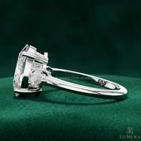 Anillo de Compromiso de Diamante Cultivado en Laboratorio con Corte Ovalado de Lujo, Chapado en Oro de 18K, 3 Piedras, Certificado IGI, Joyería de Boda para Mujer