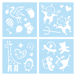 Ensemble de pochoirs à motifs pour bébés, en matériau PET, pour peinture et scrapbooking DIY - Product Image 1