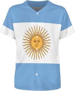 Camiseta de béisbol con bandera de Argentina para hombre, camiseta con botón transpirable de secado rápido con gráfico de Hip Hop de talla grande disponible - Product Image 2