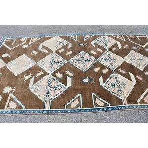 Grand Rectangle 5.2X9.5 pieds Tapis en Laine Classique Marron Bleu Abstrait Zone Patchwork pour Adolescent Salon Turquie Importation Sur Site - Product Image 4