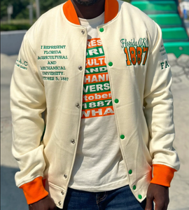 Florida A & M University Famu Varsity Jacket Hombres Mujeres Vintage Lana Seda Bordado Lettermen Chaqueta Botón Decoración Invierno - Product Image 1