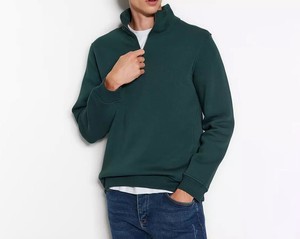 Pull à capuche à manches longues vintage athlétique pour hommes, logo personnalisé, vêtements de rue chauds à demi-fermeture éclair, vente en gros - Product Image 5