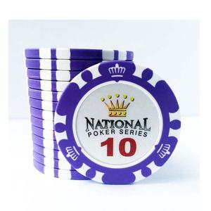 ชิปโป๊กเกอร์ดินเผา14gm คุณภาพระดับคาสิโนพร้อมโคลเวอร์และโลโก้ที่กำหนดเองสำหรับการสะสมและถาดรวมอยู่ด้วย - Product Image 4