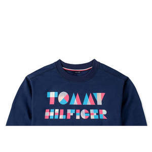 Felpa con cappuccio in maglia blu navy con logo Tommy Hilfiger per bambine e bambini, taglia 6X, con cerniera, per primavera e inverno - Product Image 2