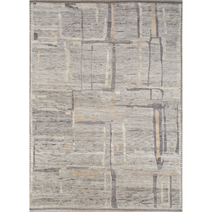 Alfombra Grande Tejida a Mano con Patrón Geométrico Gris y Negro, Modelo Manifest, para Sala de Estar, Reb-1382 - Product Image 1