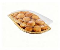 Boîte à sushi en plastique PET jetable de luxe en forme de feuille d'or pour la vente en gros, conteneur d'emballage alimentaire pour pain, fromage et pâtisseries
