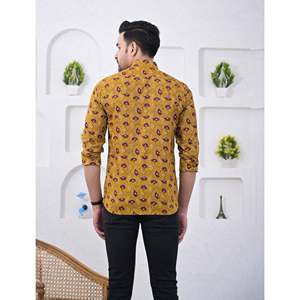 Chemise décontractée pour homme à manches longues en coton imprimé, motif floral, taille XL, 100 % respirante, tissu popeline/Oxford, offre ODM - Product Image 3