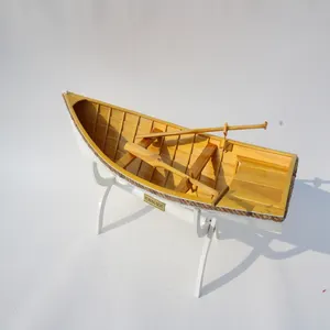 划艇模型-熟料船体手工木制排船模型-家居装饰用木船模型