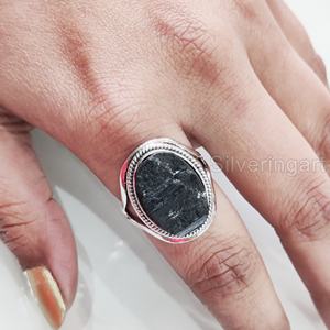 Bague pour femme Bague en pierre précieuse Tourmaline noire naturelle Octobre Birthstone Designer Band Bijoux faits à la main Bague en argent sterling 925 - Product Image 3