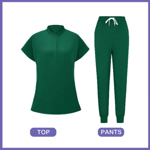 Ensembles de gommage avec logo personnalisé Top d'infirmière à manches courtes Joggers avec col montant Tenue d'uniforme hospitalier en toile Tissu - Product Image 5