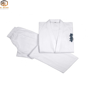 Haute qualité Kyokushin Dobok 100% coton dogi toile karaté uniforme Kimono Gi tissu pour enfants adultes, ceinture blanche gratuite - Product Image 1