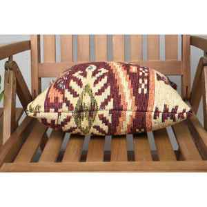 Oreiller de luxe en laine marron Kilim 18x18 pouces tissé avec des imprimés vintage et floraux Oreiller d'accent floral pour la literie - Product Image 5