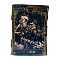 Livre de sorts en cuir relié Journal Deckle Bord Papier Grimoire Journal Diable Cahier Spirale Gothique Antique Vintage Livre