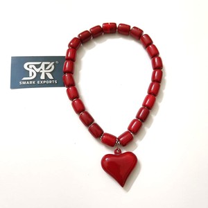 Trending Multicolor Handcrafted Resin Heart <b>Pendant</b> Necklace with Chunky Beads Magnetic Style Lock for Womens Angel Fashion Look - Product Image 2