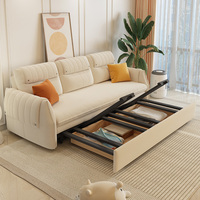 K98 # Sofá Cama Plegable de Terciopelo Tecnológico 0618, Reposabrazos de Doble Capa, Gran Almacenamiento, Modular, 3 Plazas, Sala de Estar, Acero Inoxidable