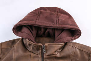 Veste en cuir à capuche pour homme, nouvelle technologie, tissu d'hiver, en coton, rétro, OEM, personnalisation, 2022 - Product Image 3