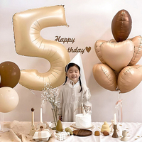 Vente directe papier carte 32 pouces 0-9 Caramel crème chocolat Vintage couleur numéro ballon joyeux anniversaire fête décoration ballons