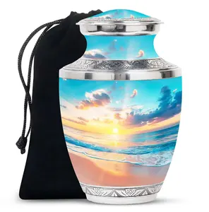 Urna Funeraria para Cenizas de Adultos con Diseño de Atardecer en el Océano, Urnas Conmemorativas para Cenizas de Cremación en la Playa - Product Image 3