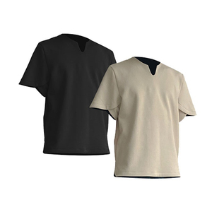 Vente en gros de t-shirts personnalisés simples pour hommes t-shirt à broderie t-shirts surdimensionnés blancs à col en v personnalisés en éponge française - Product Image 1
