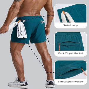 Short de gymnastique à compression taille haute pour hommes, vêtements d'entraînement de motocycliste avec logo personnalisé, vêtements d'entraînement de fitness pour le sport - Product Image 4