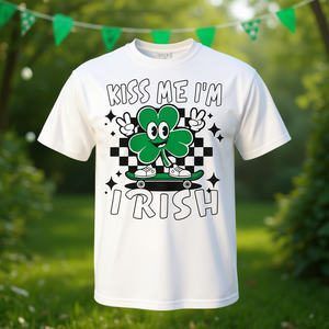 Camiseta Kiss Me Im Irish para el Día de San Patricio para niños pequeños, cuello redondo, manga corta, impresión digital, promocional - Product Image 3