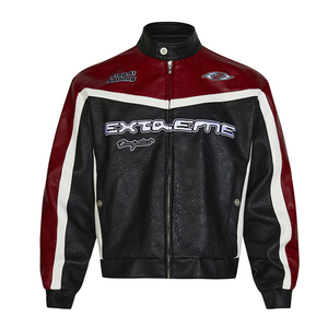 2024 New Street retro color a juego chaqueta de cuero de mano de obra pesada personalizada de alta calidad amigable PU vintage chaqueta de carreras - Product Image 1