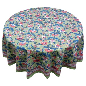 Mantel de Algodón Estampado a Mano con Diseño Floral Azul Anarkali, Tendencia Más Reciente de Fabricantes Indios, Precio Económico en Oferta - Product Image 5