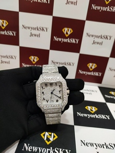 Montre en diamant Moissanite VVS de style hip-hop entièrement glacée avec mouvement automatique Montre faite à la main - Product Image 2