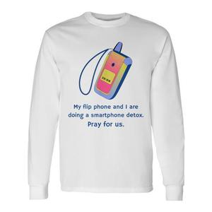 Camiseta de Manga Larga con Estampado Digital de Teléfono Inteligente Plegable, Unisex, Cuello Redondo, para Adultos, Promocional - Product Image 1