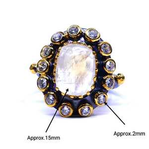 แหวนเงินสเตอร์ลิงชุบทองดวงจันทร์สีเขียว925 - Product Image 2