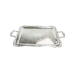 Bandeja de servicio de latón chapada en plata con bandeja de latón elegante Bandeja chapada de calidad superior de aspecto elegante - Product Image 3