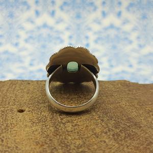 925แหวนพลอยคาลซิโดนีสีเงินสเตอร์ลิงสไตล์โบฮีเมียนชุดฝาทรงวงรีสำหรับงานแต่งงานหรืองานเลี้ยง - Product Image 2