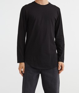 Recién llegado, camiseta de manga larga para hombre, 100% de algodón, cuello redondo, ajuste relajado, secado rápido, transpirable y sostenible, patrón sólido - Product Image 4