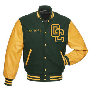 GANTS Veste universitaire en laine marron sur mesure pour hommes Saison d'hiver Baseball Style letterman avec logo sur le devant Manches en cuir - Product Image 1