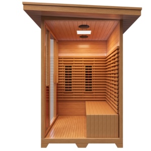 ساونا خشبية كاملة مقاومة للماء لشخصين مع إضاءة ومكبر صوت، شائعة في أستراليا للاستخدام الخارجي مع طيف كامل من الأشعة تحت الحمراء - Product Image 2