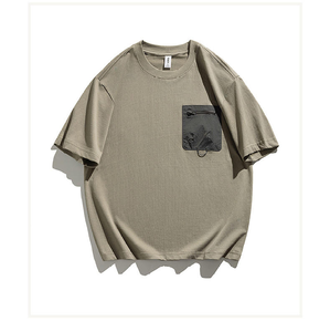 Fashion Brand Men's <b>Top</b> 2025 Summer New High-End Style <b>Short</b>-<b>Sleeved</b> Loose Casual T-Shirt Solid Pattern <b>Knitted</b> Fabric - Product Image 3